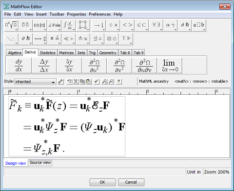 equation editor tool bar