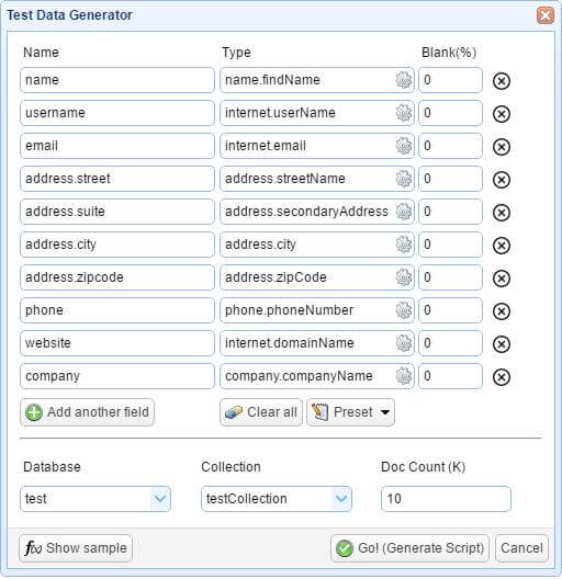 test data generator