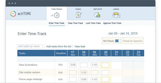 time tracking interface