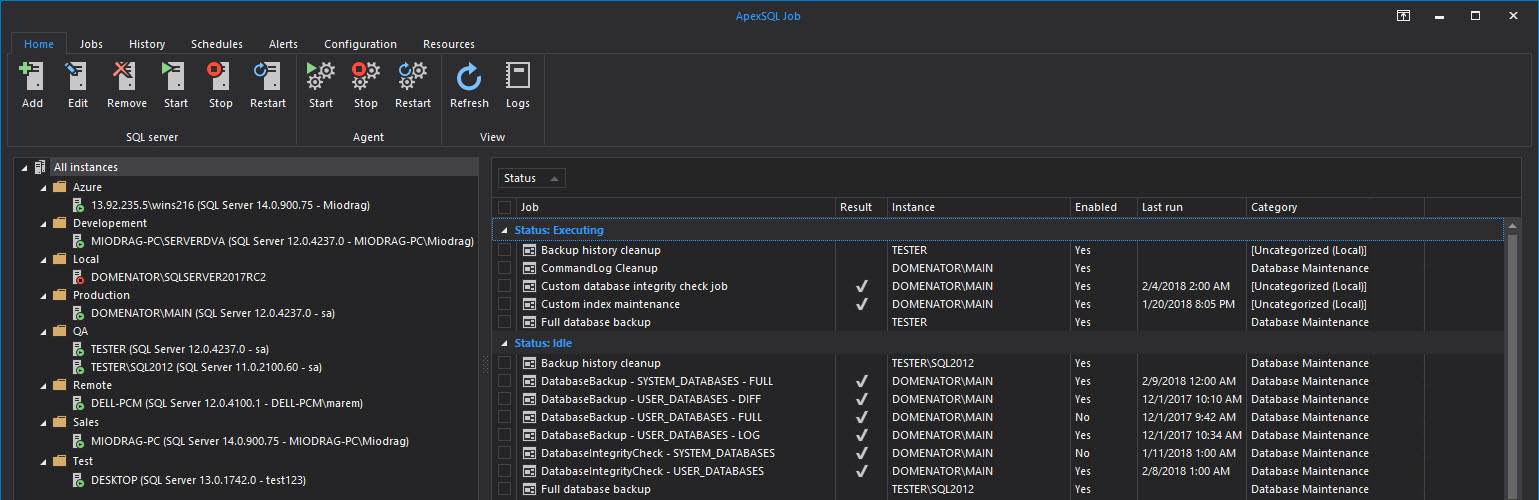 SQL job management