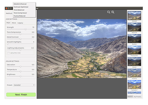 Screenshot Adjust and Preview Photomatix for Linux