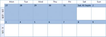 Week starting with Monday