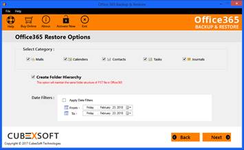 Select suitable filter to import PST file into Outlook EWeb Access