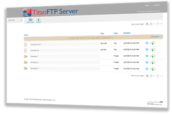 Screen shot of Web Interface for Titan FTP Server