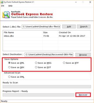 restore Outlook Express DBX files