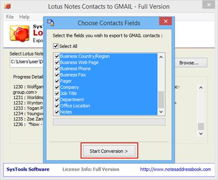 Convert Lotus Notes Contacts to Gmail