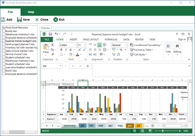 repair damaged excel file