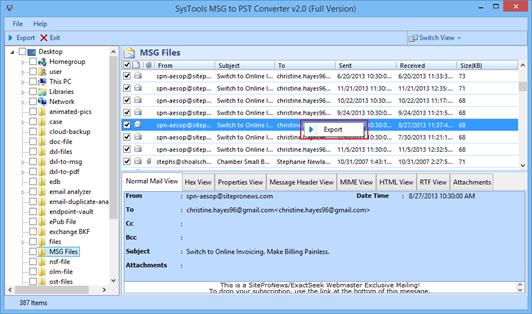 convert multiple Outlook MSG files to PST